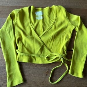 Big Bud Press Citron Green Many Colors Ribbed Wrap Top Sz XXS See msmts runs big